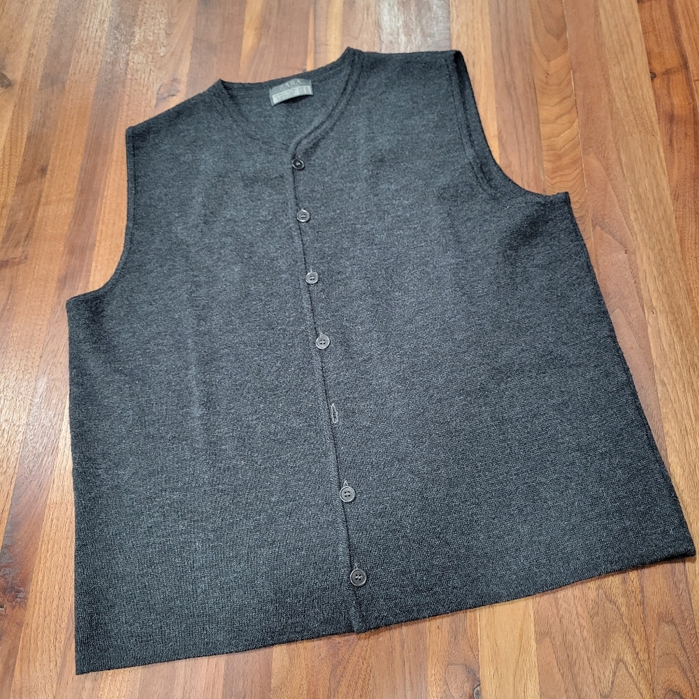 Zara Men's Wool Blend. Academia Vest Charcoal Gray Size XL